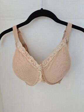 Natori NWOT Women's Tan Feathers Full Figure Lace Mesh Underwire Bra Sz 30H